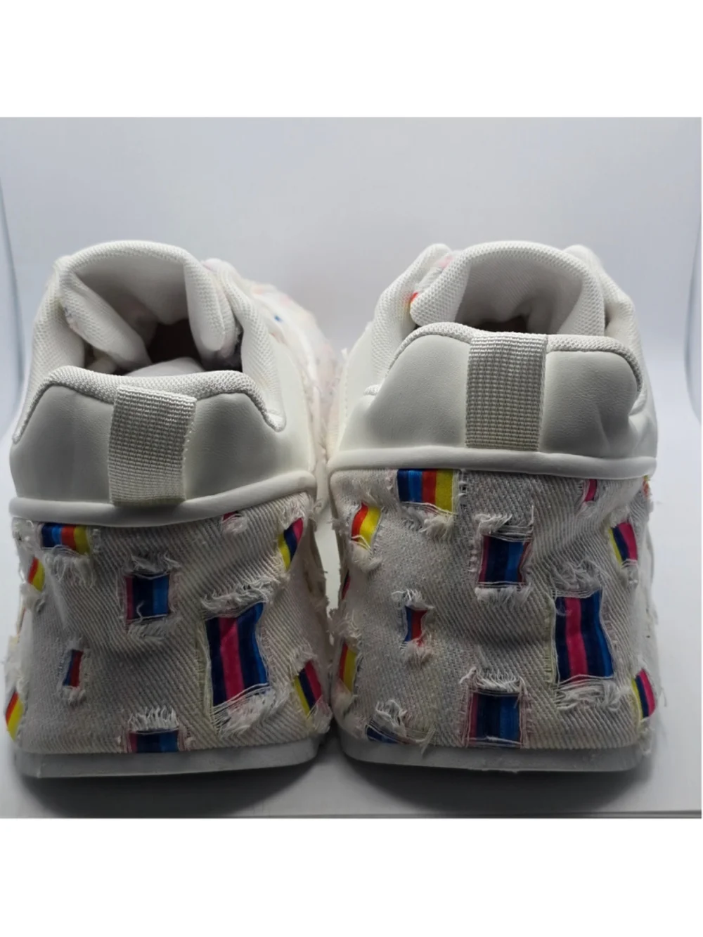 Women's Unbranded Distressed White Sneakers with Multi-color Accents 11 men's